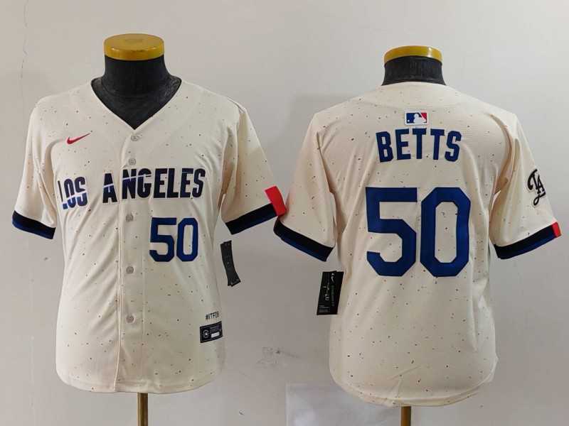 Youth Los Angeles Dodgers #50 Mookie Betts Number Cream 2024 City Connect Limited Stitched Jerseys,We sell and wholesale Youth Los Angeles Dodgers #50 Mookie Betts Number Cream 2024 City Connect Limited Stitched Jerseys on line form chian!